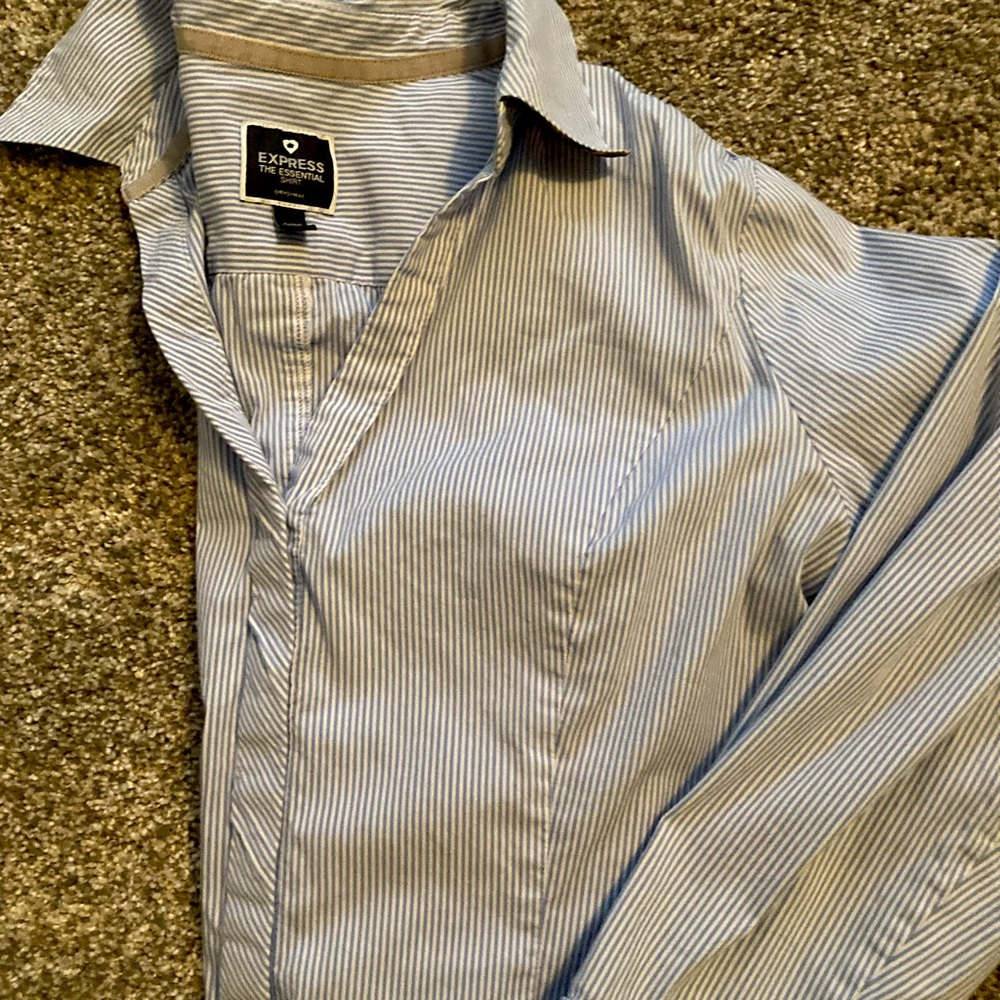 Express Woman’s white and blue pinstripe button down